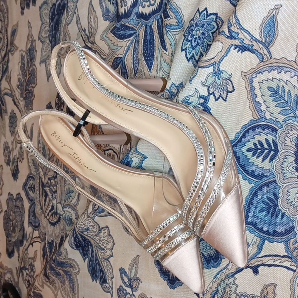 Blue by Betsey Johnson Dora Satin Rhinestone Slingback Dress Pumps SZ 11 New - Picture 1 of 15